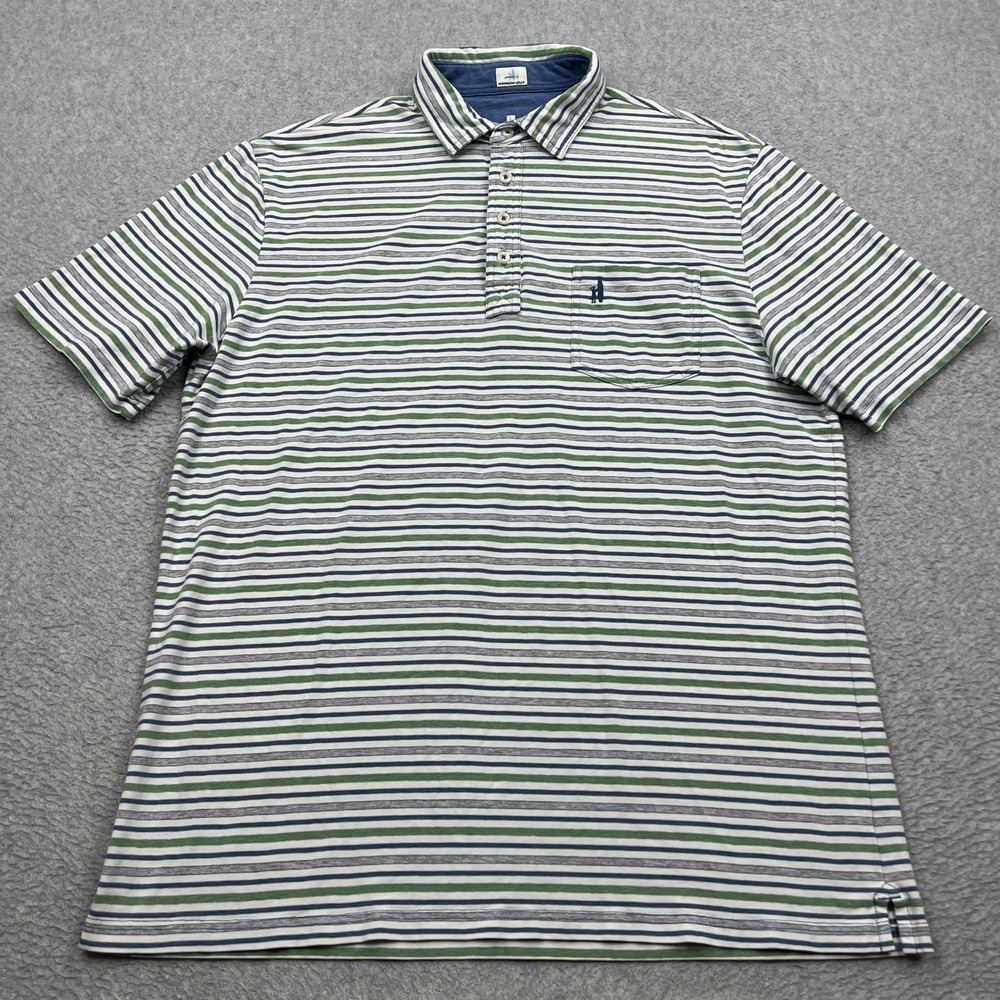 johnnie-O Hangin Out Polo Mens Large Multi Striped Cotton Preppy Pocket Shirt